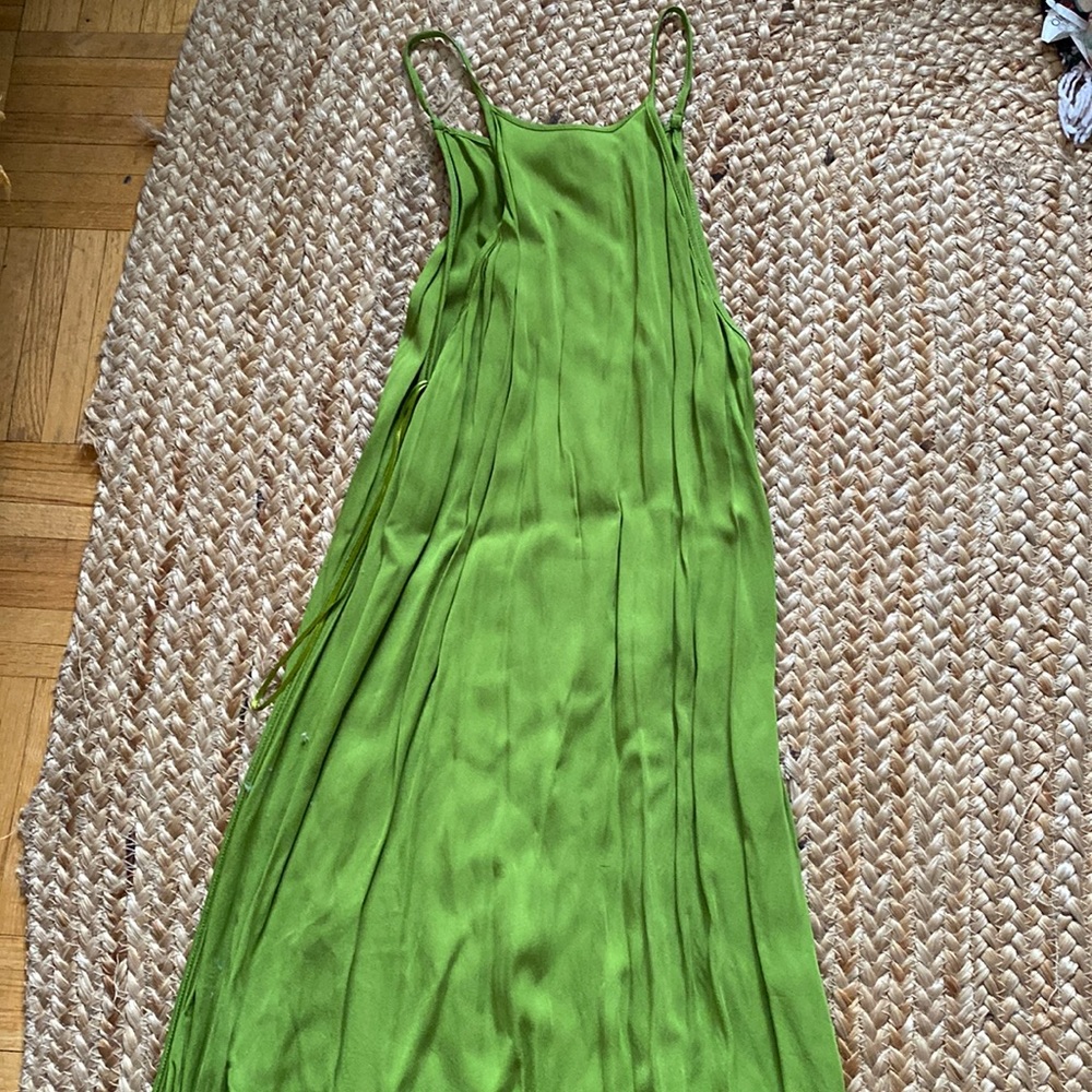 Maxi viscose green slip dress